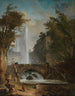Trappa och fontän i en villa romersk park - Hubert Robert — vy av konstverket