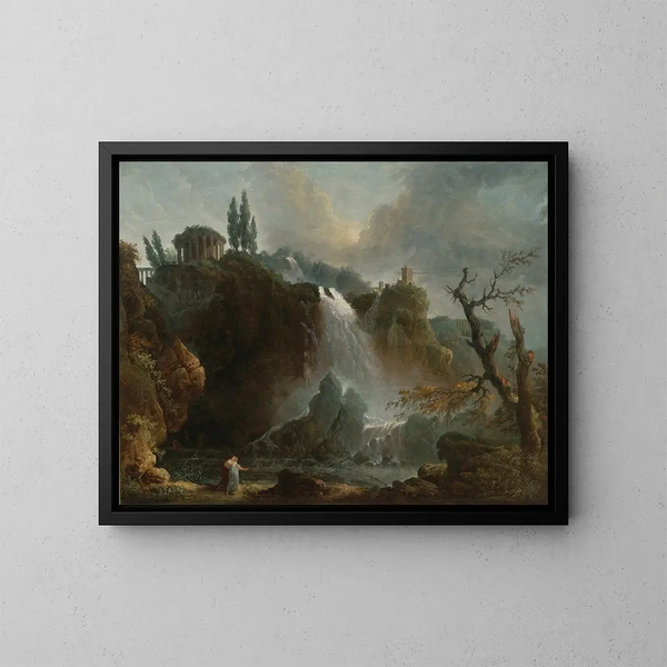 Les Cascades de Tivoli - Hubert Robert — inramlat konstverk på väggen