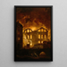 L'incendie à l'Opéra du Palais-Royal - Hubert Robert — inramlat konstverk på väggen