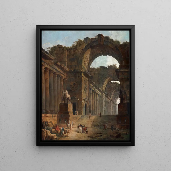 Les Fontaines - Hubert Robert — inramlat konstverk på väggen