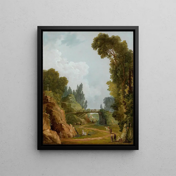 Le Pont Rustique Château de Méréville Frankrike - Hubert Robert — inramlat konstverk på väggen