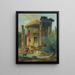 Lavandières vid en flodkant under ett cirkulärt ruintempel - Hubert Robert — inramlat konstverk på väggen