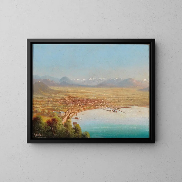 Vue sur Bregenz - Hubert Sattler — inramlat konstverk på väggen