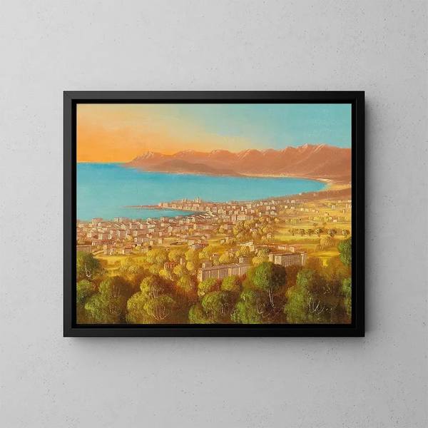 Vue de Cannes - Hubert Sattler — inramlat konstverk på väggen