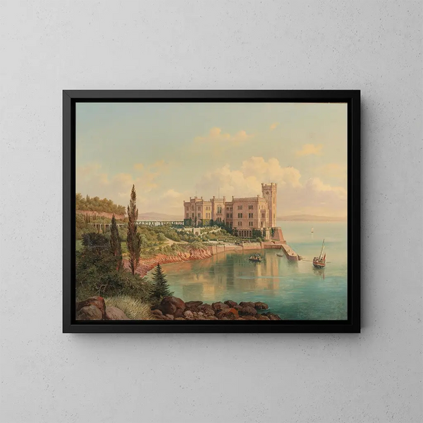 Vue du château de Miramare près de Trieste - Hubert Sattler — inramlat konstverk på väggen