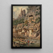 Vue de l'église rocheuse et des ruines du château à Idar-Oberstein - Hubert Sattler — inramlat konstverk på väggen