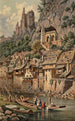 Vue de l'église rocheuse et des ruines du château à Idar-Oberstein - Hubert Sattler — vy av konstverket