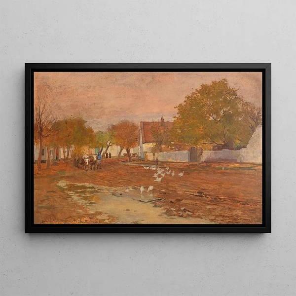 Rue de village - Hugo Charlemont — inramlat konstverk på väggen