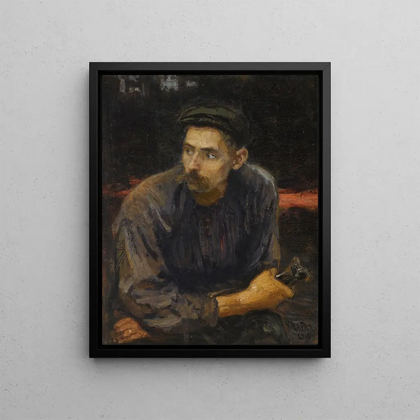 Porträtt av en arbetare - Ilya Efimovich Repin — inramlat konstverk på väggen