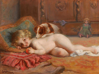 Imre Gergely - Child with Dog and Doll.webp