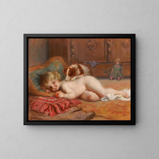 Imre Gergely - Child with Dog and Doll.webp