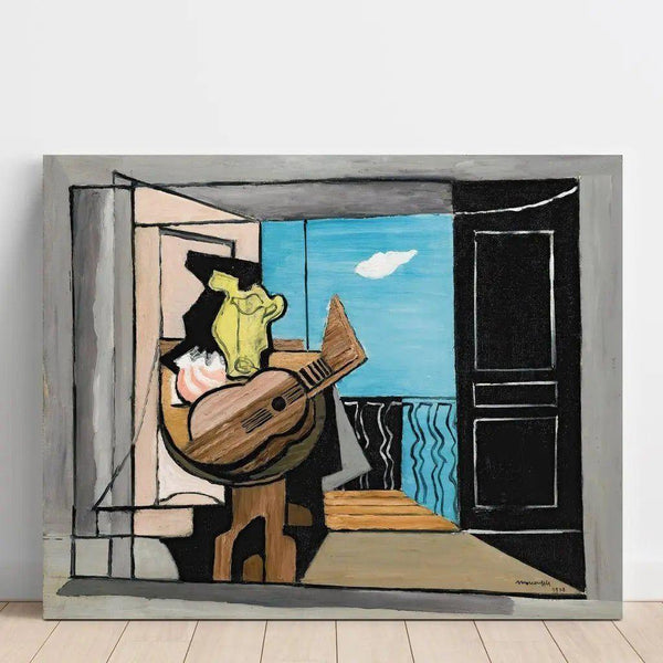 Reproduktion av målningen inomhus vid balkongen av Louis Marcoussis