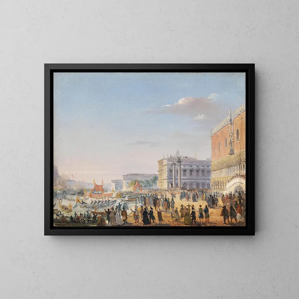 ankomsten av François-Joseph och Elisabeth i Venedig - Ippolito Caffi — inramlat konstverk på väggen