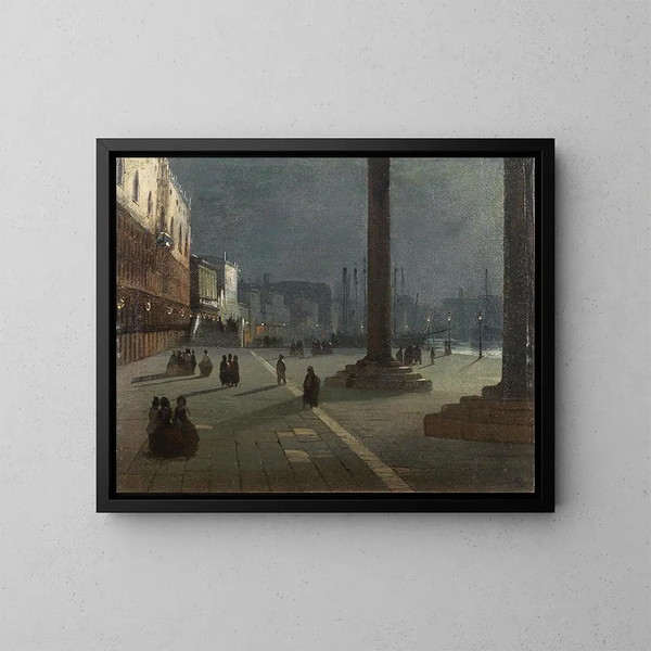 Venezia, Môle de San Marco - Ippolito Caffi — inramlat konstverk på väggen
