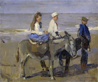 pojke och flicka på åsnor - Isaac Israëls — vy av konstverket