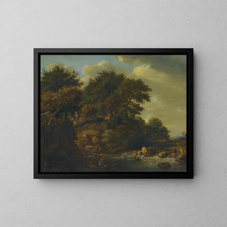 Isaac Koene - Wooded Landscape With Waterfall.webp