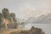landskapsbild med berg, sjö, dörr och figurer - Isaac Weld — vy av konstverket