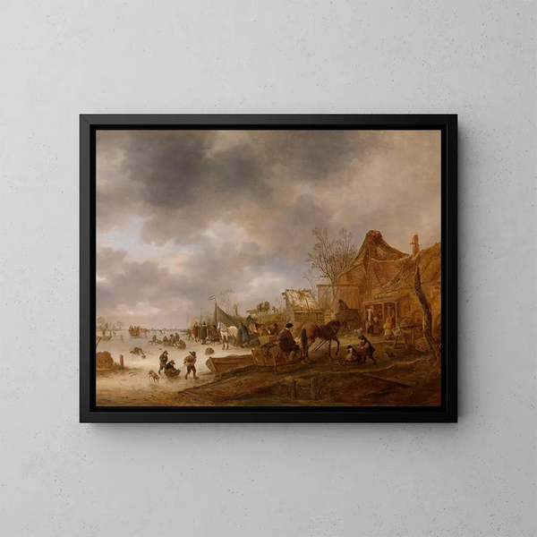 vinterlandskap - Isaac van Ostade — inramlat konstverk på väggen