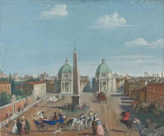 Rome, vy av Piazza del Popolo - Italiensk skola — vy av konstverket