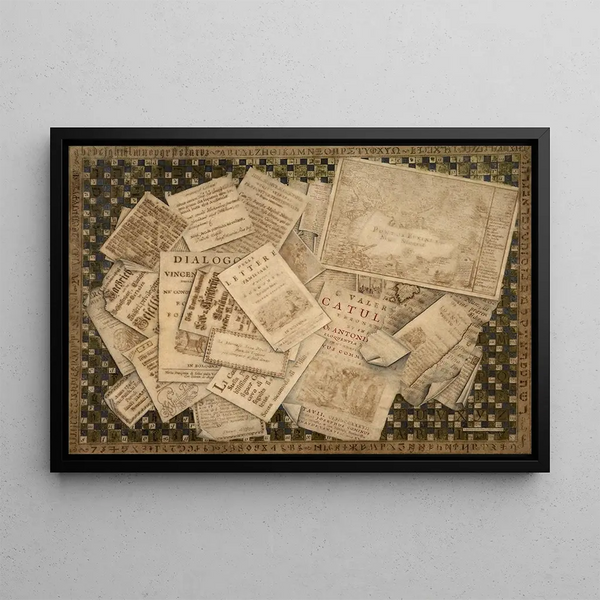 Italian School - Trompe lil of prints and of an alphabet sampler.webp