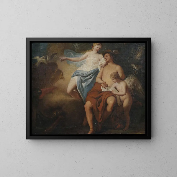 Venus, Merkur och Cupido - Italiensk skola — inramlat konstverk på väggen