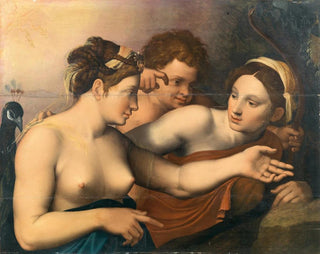 Junon, Cupidon och Venus - Italiensk-flamländsk skola — vy av konstverket