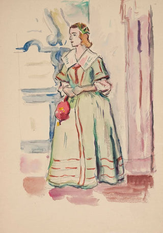 Ivan Ivanec - Studium postaci modej kobiety aktorki w stroju historycznym stojcej w Przedpokoju sali Stoowej Paacu w Podhorcach.webp