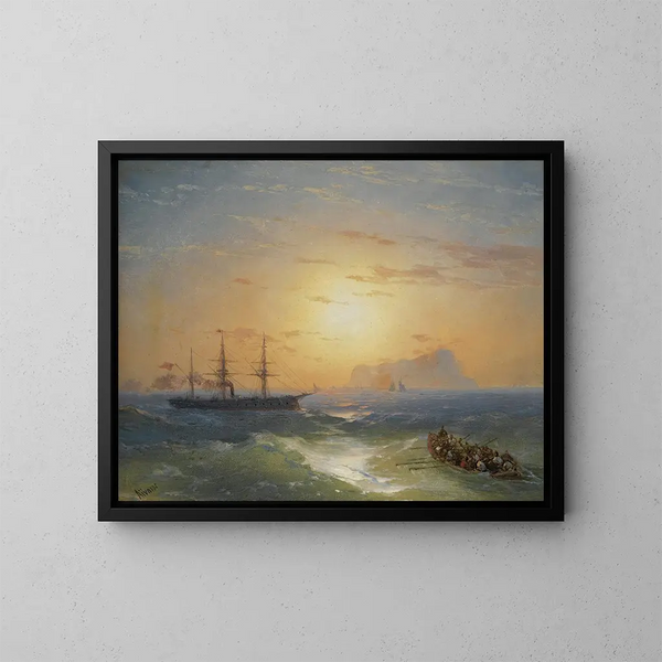 Embarquement pour Ischia - Ivan Konstantinovich Aivazovsky — inramlat konstverk på väggen