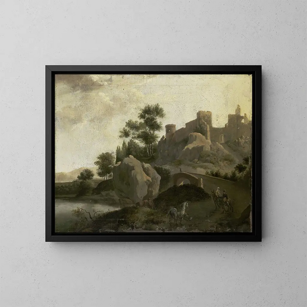 Landskap Italien - Johann Georg Schieblius — inramlat konstverk på väggen