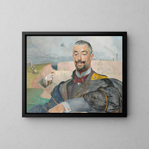 Portrait av Erazm Barcz - Jacek Malczewski — inramlat konstverk på väggen