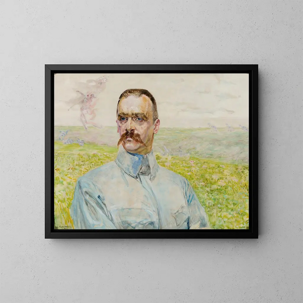 Porträtt av brigadier Józef Piłsudski - Jacek Malczewski — inramlat konstverk på väggen