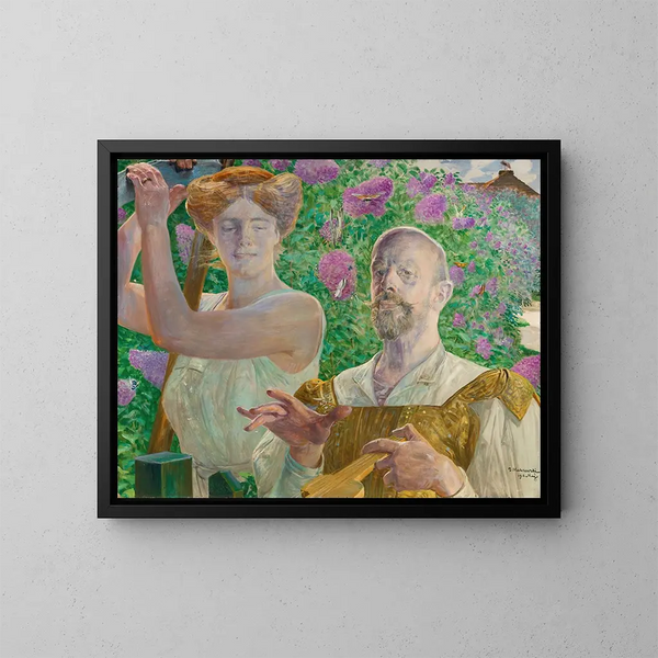självporträtt med mus och buddleja - Jacek Malczewski — inramlat konstverk på väggen
