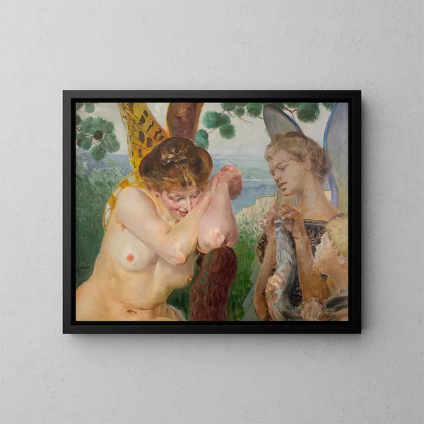 Tobias och en harpie - Jacek Malczewski — inramlat konstverk på väggen