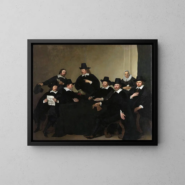 Les régents de l'institut Nieuwe Zijds pour le secours extérieur des pauvres, Amsterdam, vers 1650 - Jacob Adriaensz Backer — inramlat konstverk på väggen