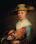 En ung kvinna med en stråhatt som håller en höna och en äggkorg - Jacob Gerritsz. Cuyp — vy av konstverket
