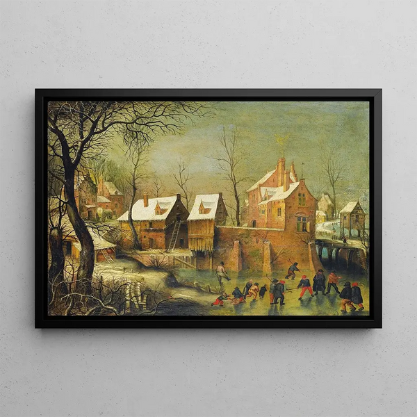 Jacob Grimmer - Townscape With Skaters On A Frozen River.webp