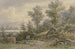 Vue de la forêt sur un village et des montagnes - Jacob Hoffmann — vy av konstverket