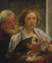 En man med skägg och en kvinna med en papegoja, en obesvarad kärlek - Jacob Jordaens — vy av konstverket