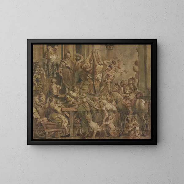 Flagellation des coupables - Jacob Jordaens — inramlat konstverk på väggen