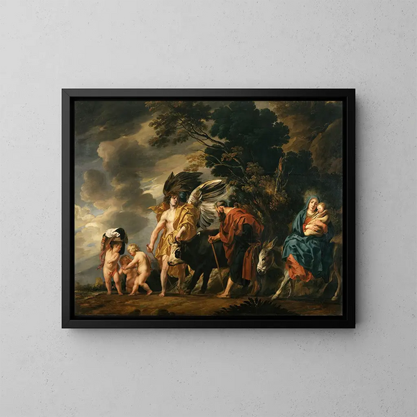 Flykt från den heliga familjen i Egypten - Jacob Jordaens — inramlat konstverk på väggen