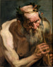 en gammal satyr som håller en flöjt - Jacob Jordaens — vy av konstverket