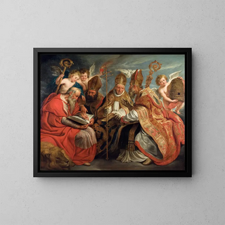 Les quatre Pères de l'Église latine - Jacob Jordaens — inramlat konstverk på väggen