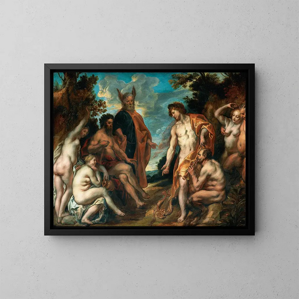 Le concours musical entre Apollon et Pan - Jacob Jordaens — inramlat konstverk på väggen