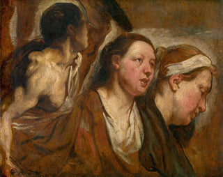 Två kvinnohuvuden och en krigares torso - Jacob Jordaens — vy av konstverket