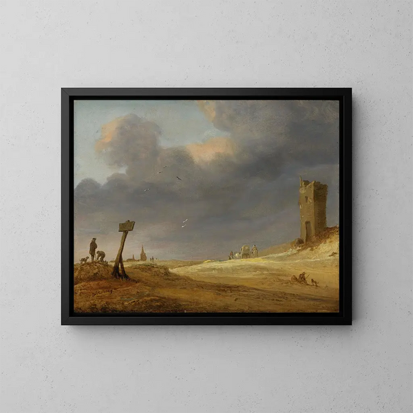 ett sanddyne-landskap - Jacob Salomonsz van Ruysdael — inramlat konstverk på väggen