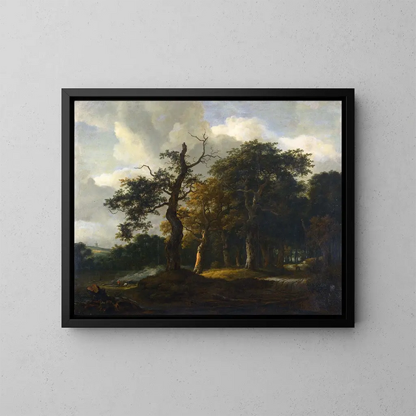 En väg genom en ek - Jacob Salomonsz van Ruysdael — inramlat konstverk på väggen