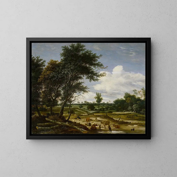 Landskap med herdar och boskap - Jacob Salomonsz van Ruysdael — inramlat konstverk på väggen