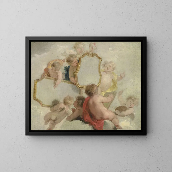Putti med speglar - Jacob de Wit — inramlat konstverk på väggen