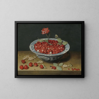 Jacob van Hulsdonck - Wild Strawberries and a Carnation in a WanLi Bowl.webp