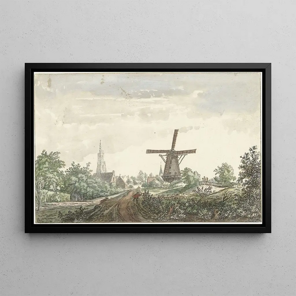 Jacob van Liender - Gezicht op de Leusdense weg naar Amersfoort.webp
